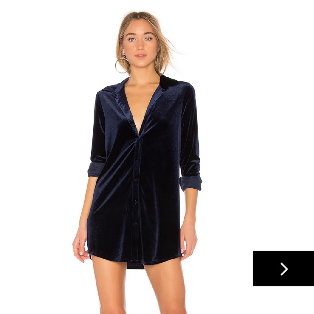 Superdown Velvet button up dress